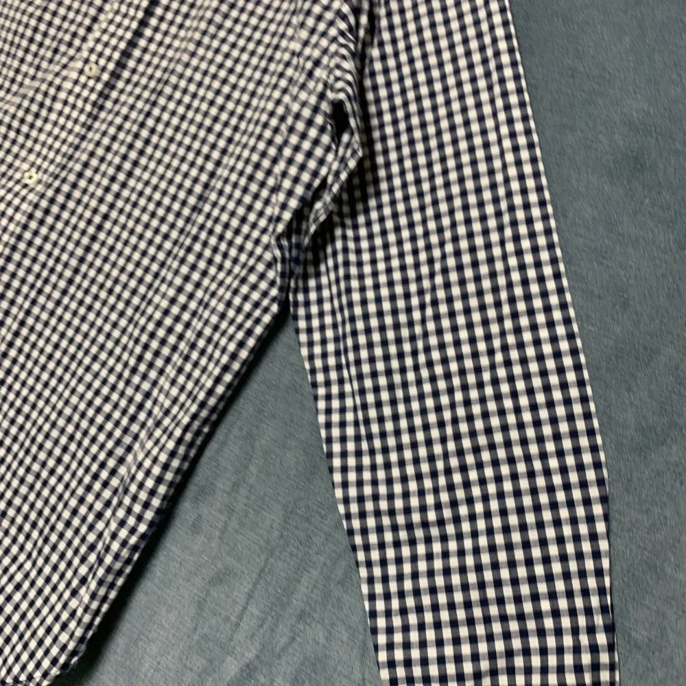 Banana Republic Slim Fit Shirt Mens Large White Black Plaid Business Button Up